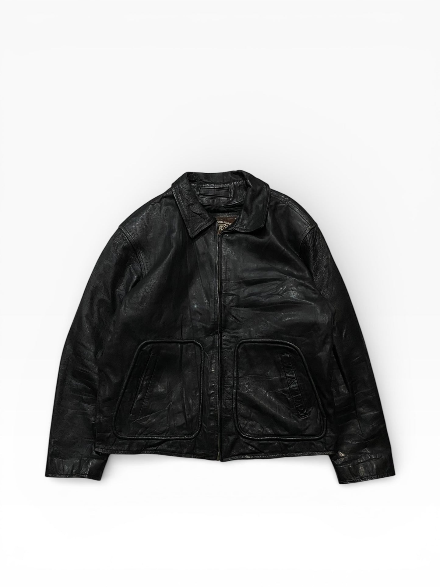 Network skins leather jacket