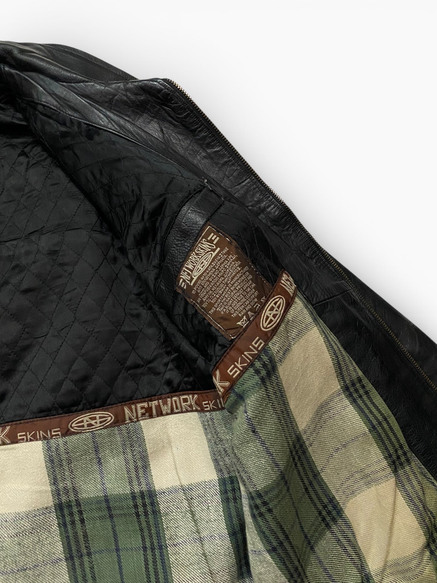 Network skins leather jacket