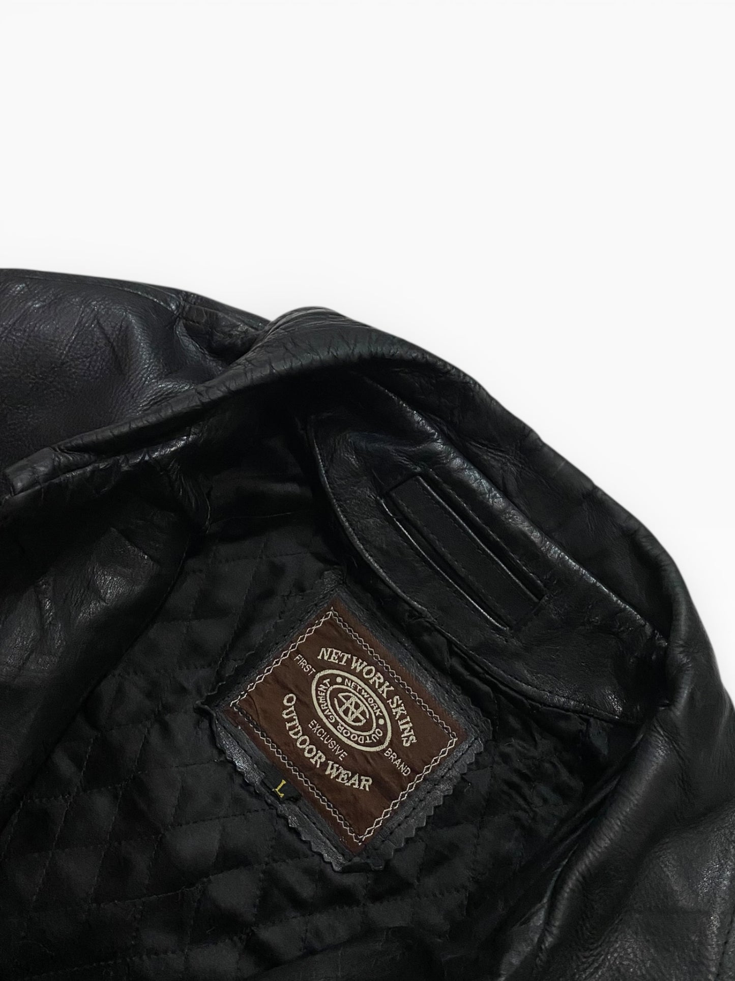 Network skins leather jacket
