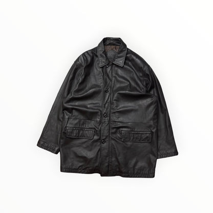 Prince dark brown leather coat